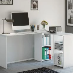 Schreibtisch LUSIAS - weiß - 136 cm breit -Günstiges Büro Geschäft 9003425300 1600Wx1600H