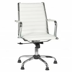 Bürostuhl - weiß - Lederoptik