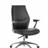 Echtleder-Bürostuhl - schwarz - höhenverstellbar