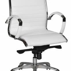 Bürostuhl - weiß - echtes Leder