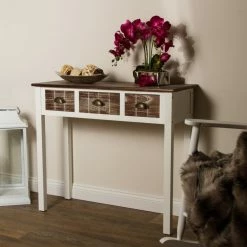 Konsolentisch - weiß-braun - 3 Schubladen - 90 cm breit -Günstiges Büro Geschäft 9003655200 04 1600Wx1600H