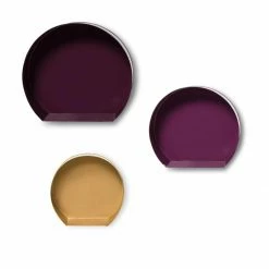 3er-Set Wandregal TRIPLE - pflaume-gold - Eisen -Günstiges Büro Geschäft 9003663100 03 1600Wx1600H