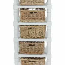 Regal Toscana - weiß - mit Rattankörben