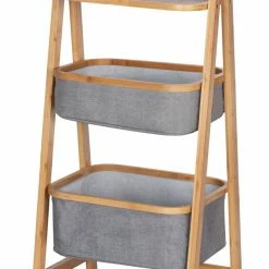 WENKO Badregal BAHARI - Bambus - 2 Körbe