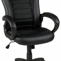 Chefsessel - schwarz - Lederoptik-Netzstoff