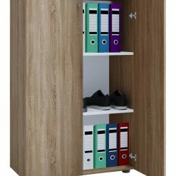 Büroschrank LONA 3-FACH - Sonoma Eiche - mit Drehtüren