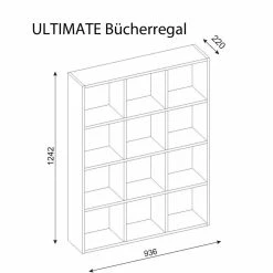 Bücherregal - weiß - 12 Fächer - 93,6 cm breit -Günstiges Büro Geschäft 9004318900 03 1600Wx1600H