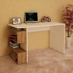 Schreibtisch - weiß-Walnuss - 120 cm breit -Günstiges Büro Geschäft 9004320800 03 1600Wx1600H