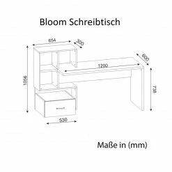 Schreibtisch - weiß-Walnuss - mit Regal - 120 cm breit -Günstiges Büro Geschäft 9004320900 04 1600Wx1600H
