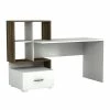 Schreibtisch - weiß-Walnuss - mit Regal - 120 cm breit -Günstiges Büro Geschäft 9004320900 1600Wx1600H