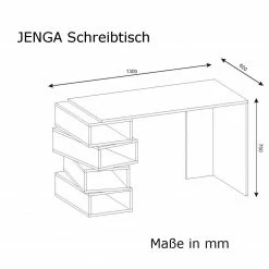 Schreibtisch - weiß-walnuss - mit Ablagen - 130 x 75 x 60 cm -Günstiges Büro Geschäft 9004321100 04 1600Wx1600H
