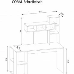 Schreibtisch - weiß-cordoba - mit Regal - 140 cm -Günstiges Büro Geschäft 9004321300 04 1600Wx1600H