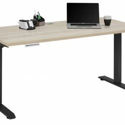 Schreibtisch EDJUST - Sonoma Eiche-anthrazit - höhenverstellbar - 155x73 cm