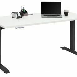 Schreibtisch EDJUST - weiß matt-anthrazit - höhenverstellbar - 155x73 cm