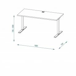 Schreibtisch EDJUST - platingrau-anthrazit - höhenverstellbar - 155x73 cm -Günstiges Büro Geschäft 9004812400 04 1600Wx1600H