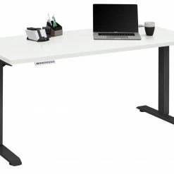 Schreibtisch EDJUST - weiß matt-anthrazit - höhenverstellbar - 175x80 cm
