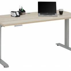 Schreibtisch EDJUST - Sonoma Eiche-platingrau - höhenverstellbar - 150x80 cm