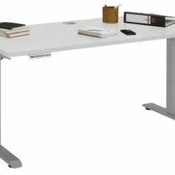 Schreibtisch EDJUST - platingrau - höhenverstellbar - 150x80 cm