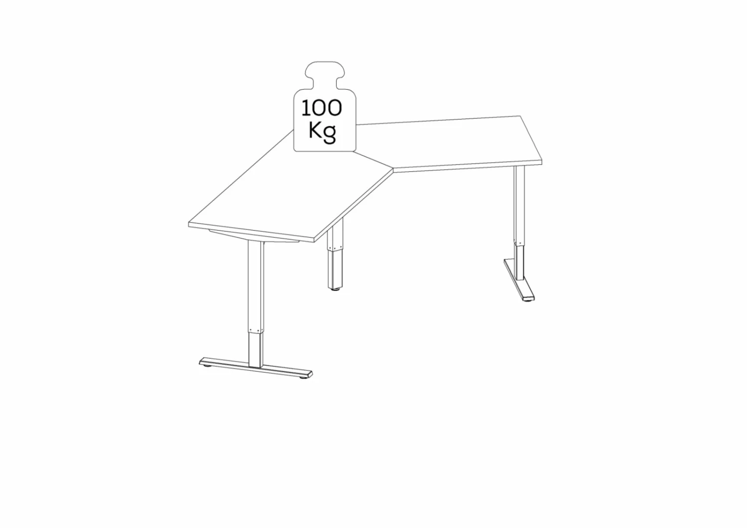 Schreibtisch EDJUST - weiß matt-platingrau - höhenverstellbar - 248x158 cm 6 Schreibtisch EDJUST - weiß matt-platingrau - höhenverstellbar - 248x158 cm – Bild 4