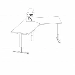 Schreibtisch EDJUST - platingrau - höhenverstellbar - 248x158 cm -Günstiges Büro Geschäft 9004815100 04 1600Wx1600H