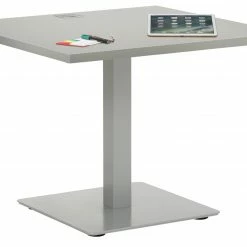 Schreibtisch EDJUST - platingrau - höhenverstellbar - 80x80 cm