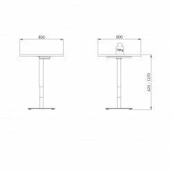 Schreibtisch EDJUST - Sonoma Eiche-anthrazit - höhenverstellbar - 80x80 cm -Günstiges Büro Geschäft 9004815700 04 1600Wx1600H