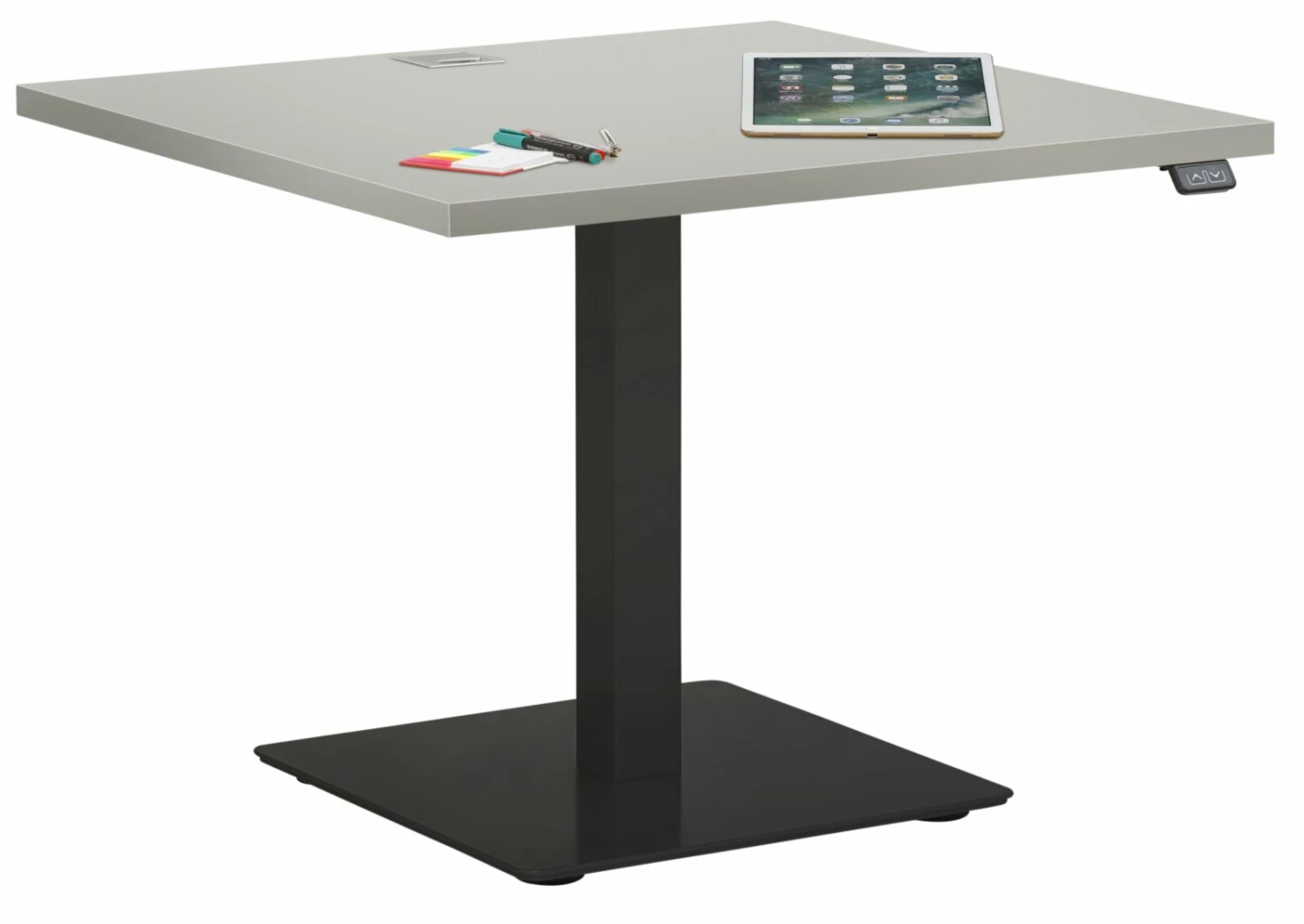 Schreibtisch EDJUST - platingrau-anthrazit - höhenverstellbar - 80x80 cm 3 Schreibtisch EDJUST - platingrau-anthrazit - höhenverstellbar - 80x80 cm