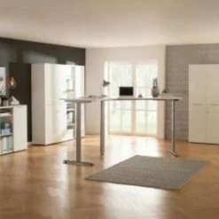 Schreibtisch EDJUST - weiß matt - höhenverstellbar - 248x158 cm -Günstiges Büro Geschäft 9004816600 04 1600Wx1600H