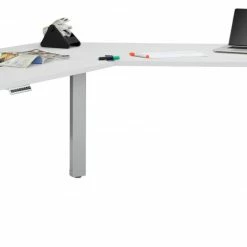 Schreibtisch EDJUST - weiß matt - höhenverstellbar - 248x158 cm