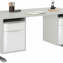 Schreibtisch EDJUST - platingrau - höhenverstellbar - 175x80 cm