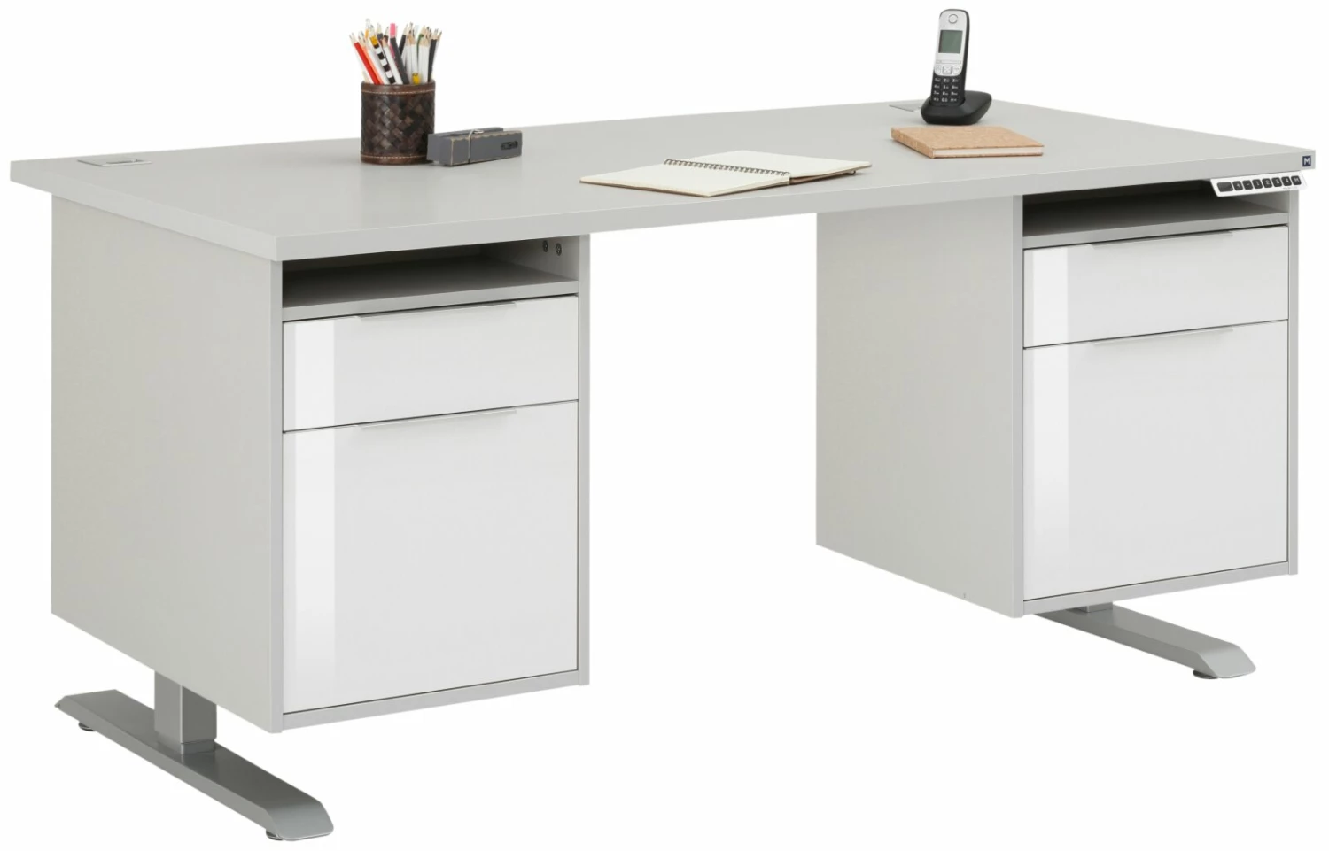 Schreibtisch EDJUST - platingrau - höhenverstellbar - 175x80 cm 3 Schreibtisch EDJUST - platingrau - höhenverstellbar - 175x80 cm