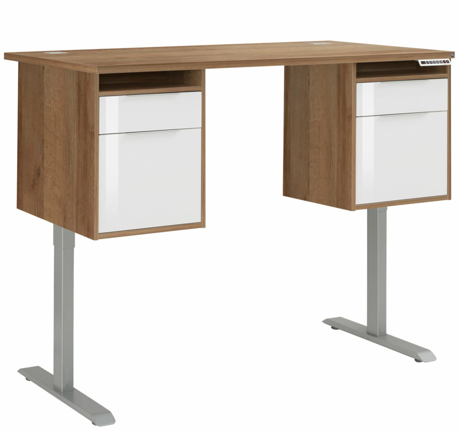 Schreibtisch EDJUST - Riviera Eiche - höhenverstellbar - 2 Container - 175x80 cm 4 Schreibtisch EDJUST - Riviera Eiche - höhenverstellbar - 2 Container - 175x80 cm – Bild 2