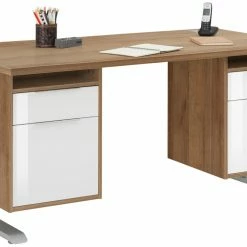 Schreibtisch EDJUST - Riviera Eiche - höhenverstellbar - 2 Container - 175x80 cm