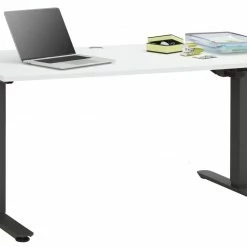 Schreibtisch - weiß matt-anthrazit - höhenverstellbar - 150x72 cm