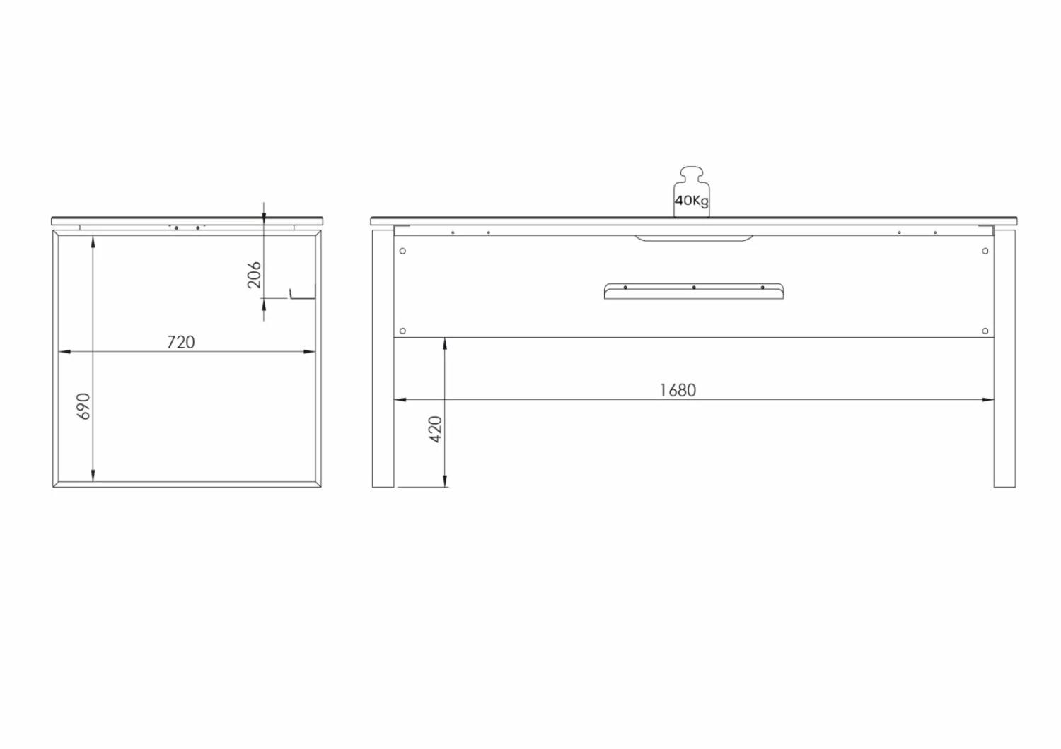 Schreibtisch - weiß - Glas - 181 cm breit 6 Schreibtisch - weiß - Glas - 181 cm breit – Bild 4