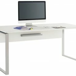 Schreibtisch - weiß - Glas - 181 cm breit