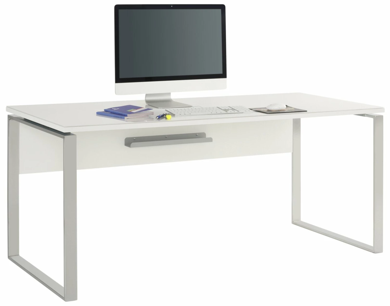 Schreibtisch - weiß - Glas - 181 cm breit 3 Schreibtisch - weiß - Glas - 181 cm breit
