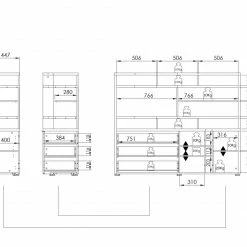 Minioffice EDJUST - Sonoma Eiche-weiß Hochglanz - 3 Schubkästen links -Günstiges Büro Geschäft 9004820000 03 1600Wx1600H