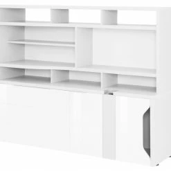 Minioffice EDJUST - weiß matt-weiß Hochglanz - 3 Schubkästen links