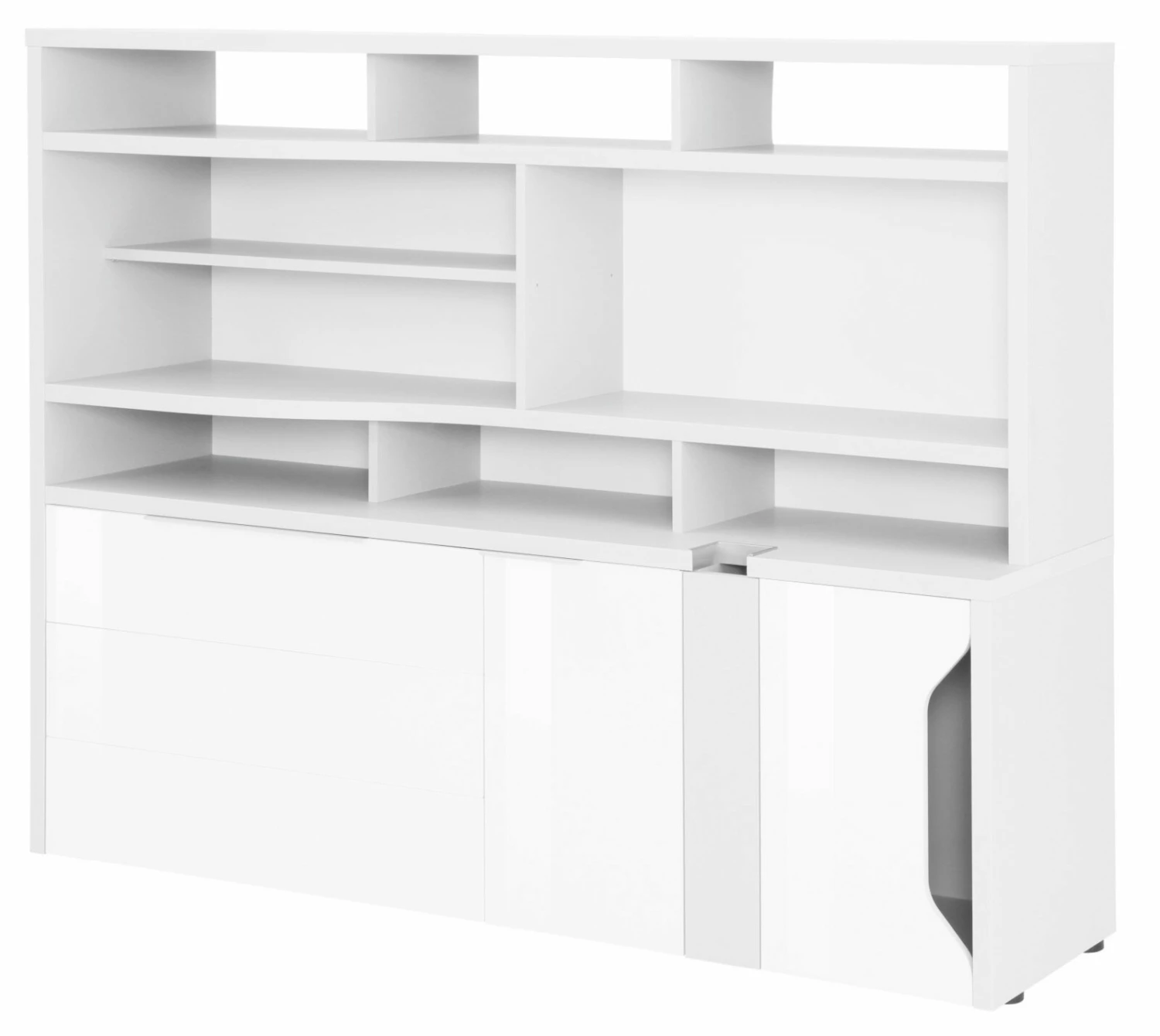 Minioffice EDJUST - weiß matt-weiß Hochglanz - 3 Schubkästen links 3 Minioffice EDJUST - weiß matt-weiß Hochglanz - 3 Schubkästen links