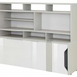 Minioffice EDJUST - platingrau-weiß Hochglanz - 3 Schubkästen links