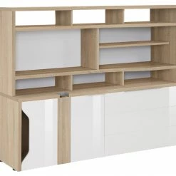 Minioffice EDJUST - Sonoma Eiche-weiß Hochglanz - 3 Schubkästen rechts