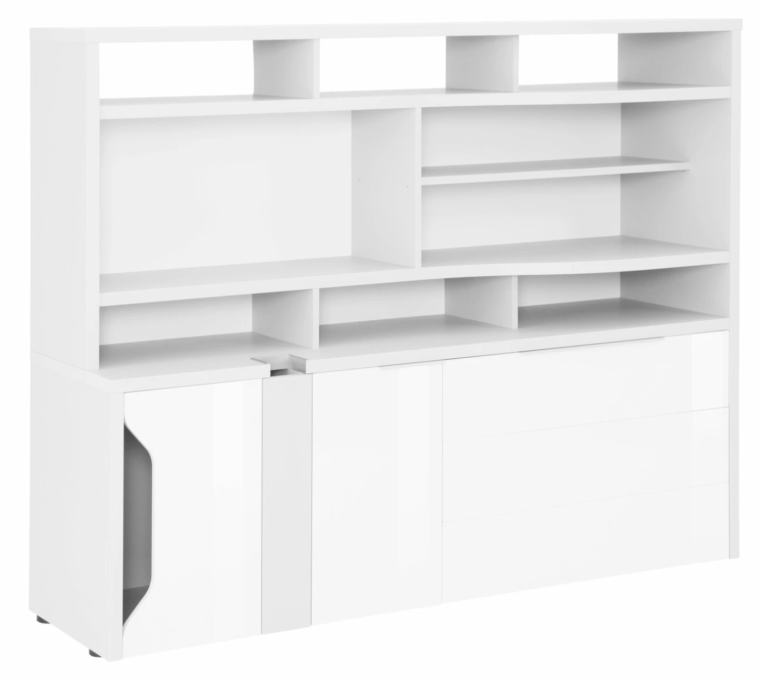 Minioffice EDJUST - weiß matt-weiß Hochglanz - 3 Schubkästen rechts 3 Minioffice EDJUST - weiß matt-weiß Hochglanz - 3 Schubkästen rechts