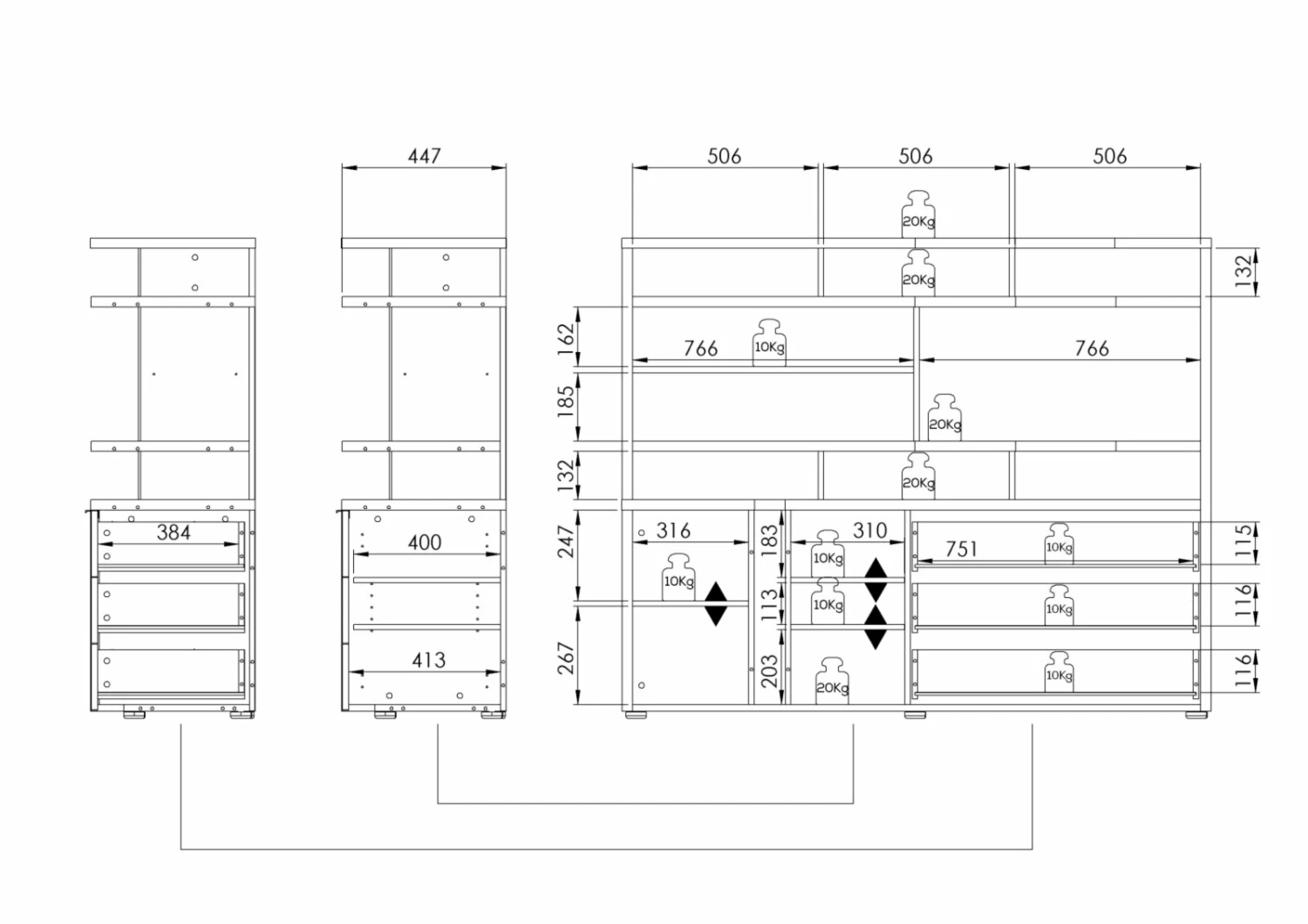 Minioffice EDJUST - platingrau-weiß Hochglanz - 3 Schubkästen rechts 6 Minioffice EDJUST - platingrau-weiß Hochglanz - 3 Schubkästen rechts – Bild 4