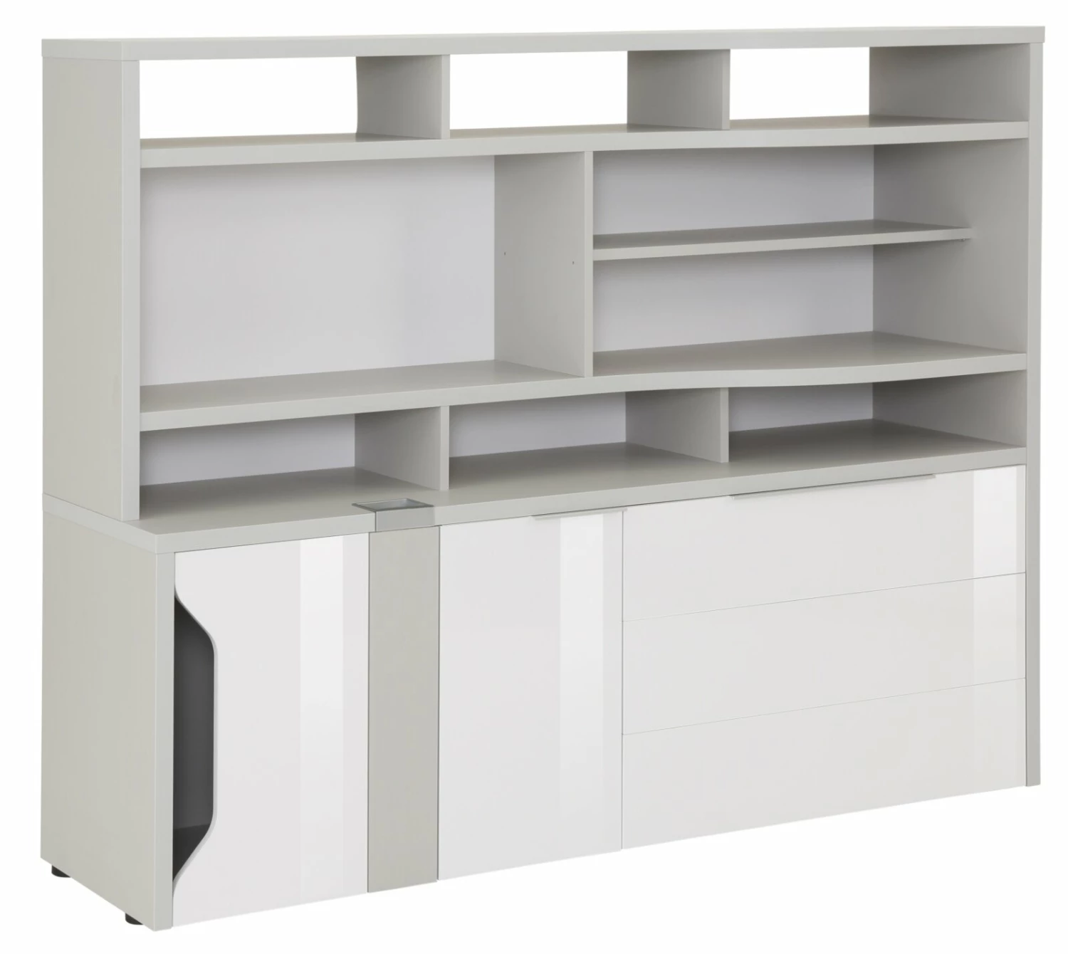 Minioffice EDJUST - platingrau-weiß Hochglanz - 3 Schubkästen rechts 3 Minioffice EDJUST - platingrau-weiß Hochglanz - 3 Schubkästen rechts