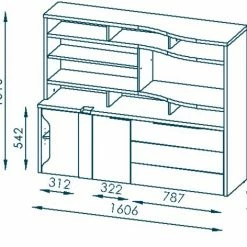 Minioffice EDJUST - Riviera Eiche-weiß Hochglanz - 3 Schubkästen rechts -Günstiges Büro Geschäft 9004820700 03 1600Wx1600H