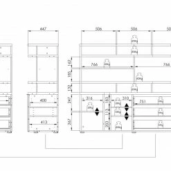 Minioffice EDJUST - Riviera Eiche-weiß Hochglanz - 3 Schubkästen rechts -Günstiges Büro Geschäft 9004820700 04 1600Wx1600H