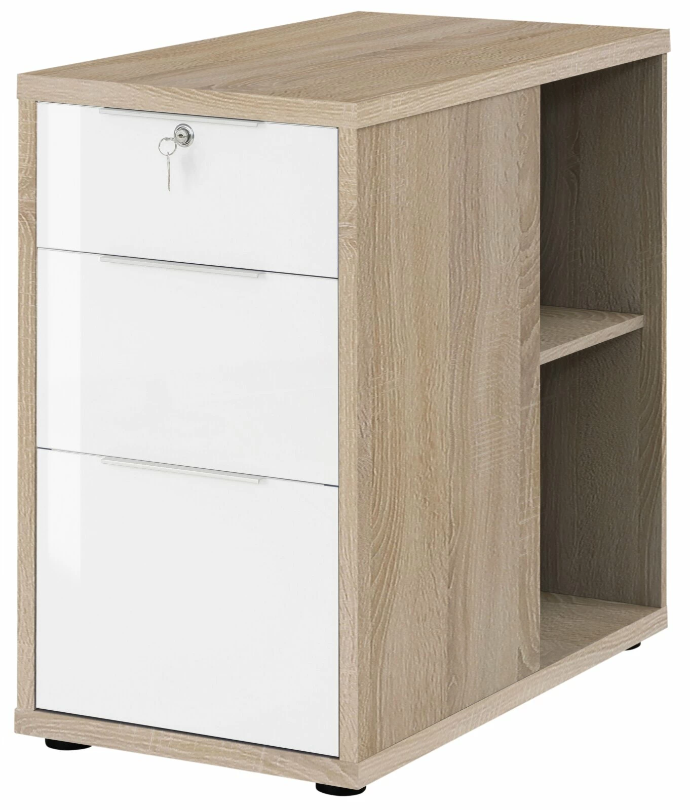 Anstellcontainer EDJUST - weiß - Sonoma Eiche - 43 cm 4 Anstellcontainer EDJUST - weiß - Sonoma Eiche - 43 cm – Bild 2