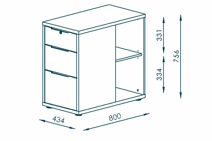 Anstellcontainer EDJUST - weiß - Sonoma Eiche - 43 cm 5 Anstellcontainer EDJUST - weiß - Sonoma Eiche - 43 cm – Bild 3