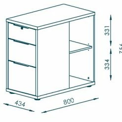 Anstellcontainer EDJUST - weiß - 43 cm -Günstiges Büro Geschäft 9004820900 03 1600Wx1600H